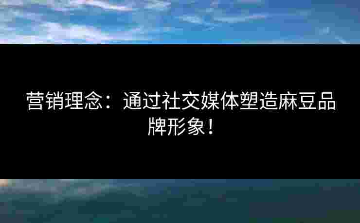 营销理念：通过社交媒体塑造麻豆品牌形象！